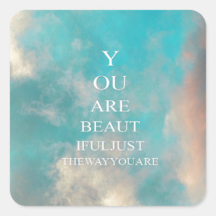 Sticker Carré Citation turquoise Sky Blue Love