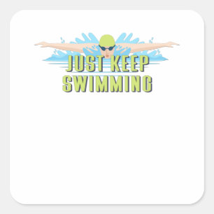 Sticker Carré Citations de nageur : Juste Garder la natation a