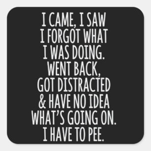 Sticker Carré Citoyen âgé Je suis venu J'ai vu J'ai oublié ce qu