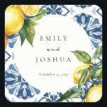Sticker Carré Citron Citrus Positano Mariage italien<br><div class="desc">Autocollant Citrus Positano Mariage italien Carré</div>