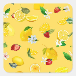 Sticker Carré Citron et fraise 3