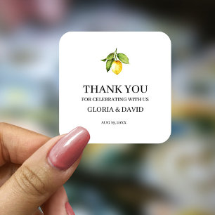 Sticker Carré Citron jaune Mariage moderne