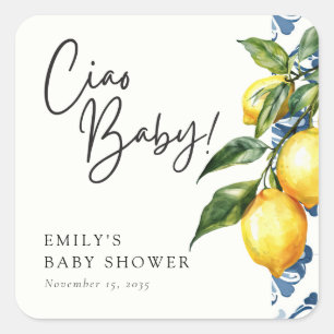 Sticker Carré Citron Positano Baby shower italien
