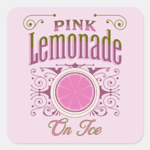 Sticker Carré Citronade rose Vintage Sur Glace