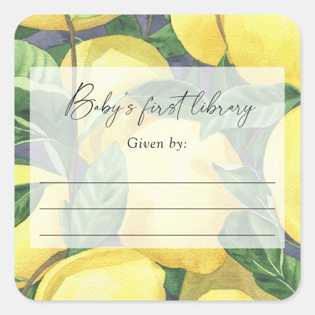 Sticker Carré Citrons - Baby shower, livres pour bébé (Devant)