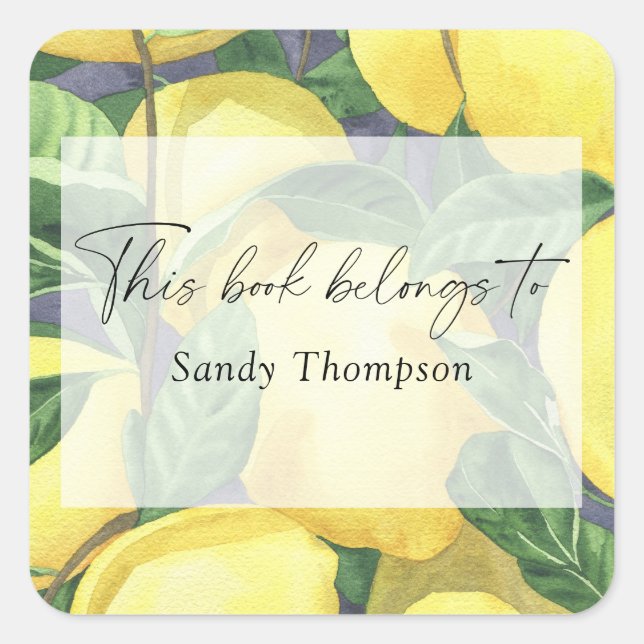 Sticker Carré Citrons - Ce livre appartient à (Devant)