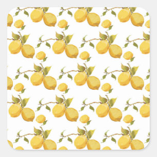 Sticker Carré Citrons vintages frais : Conception simpliste