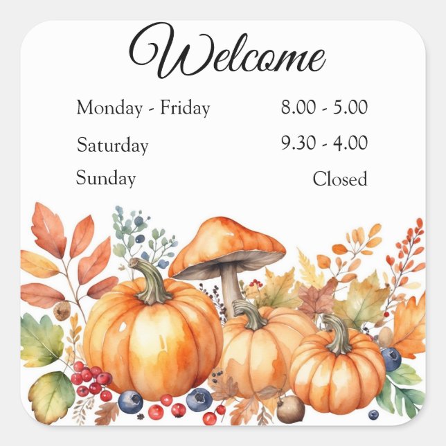 Sticker Carré Citrouille d'automne aquarelle (Devant)