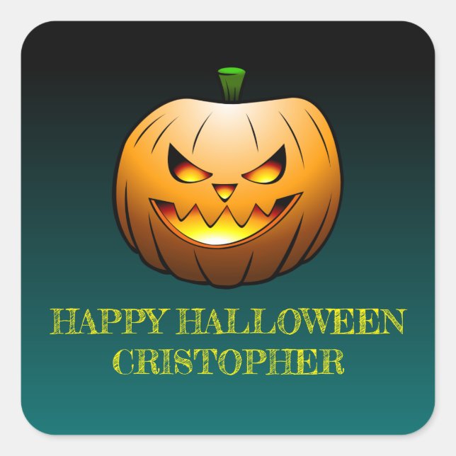 Sticker Carré Citrouille d'Halloween Cozy Jack o'lantern (Devant)