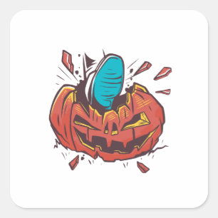 Sticker Carré Citrouille d'Halloween qu'on écrase