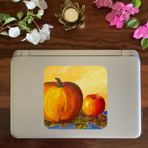 Sticker Carré Citrouille et noix