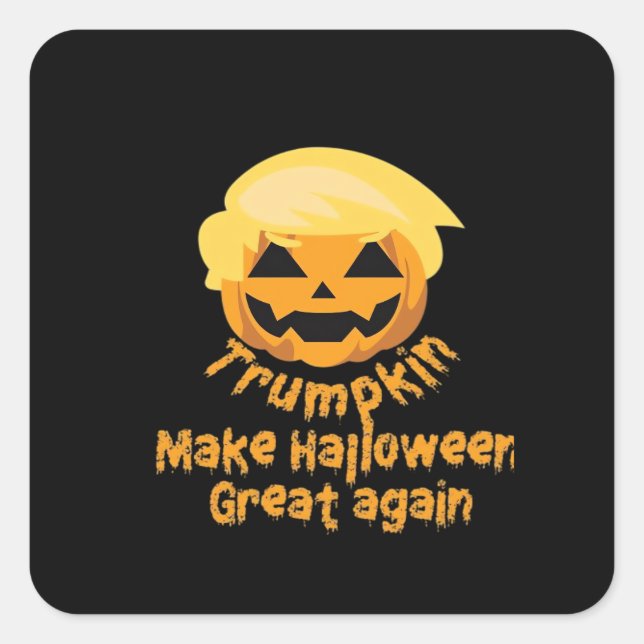 Sticker Carré Citrouille Halloween Design (Devant)