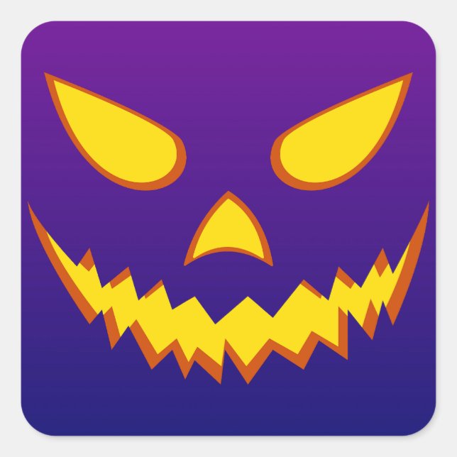 Sticker Carré Citrouille Jack-o'-lantern de la face d'Halloween  (Devant)