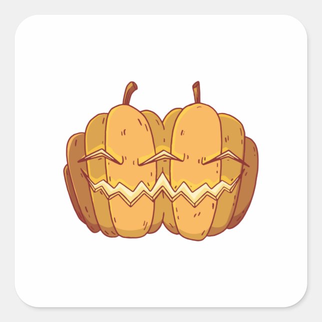 Sticker Carré Citrouille Jack O Lantern pour Halloween (Devant)