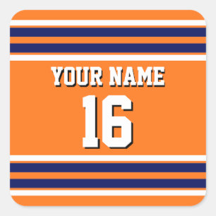 Sticker Carré Citrouille Orange avec Marine White Stripes Team J