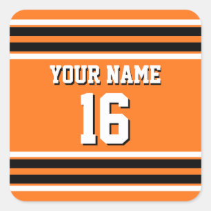 Sticker Carré Citrouille Orange Blk Team Jersey Numéro personnal