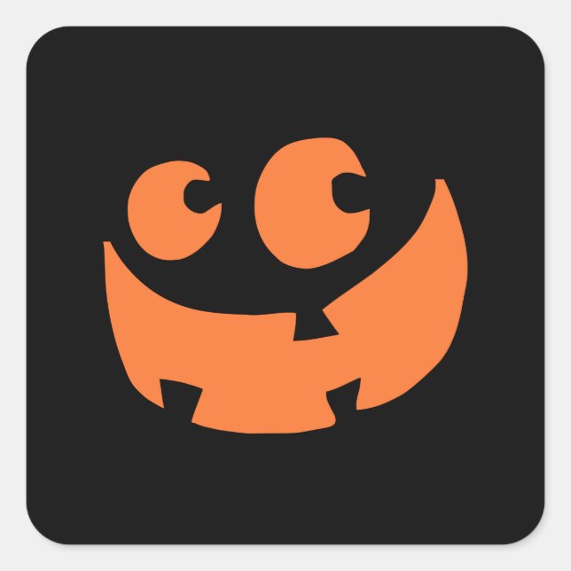 Sticker Carré Citrouille Orange Joyeux Halloween (Devant)