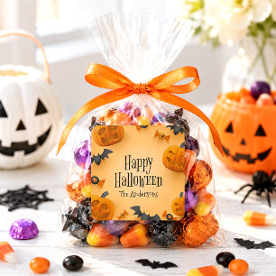 Sticker Carré Citrouille personnalisée Joy Halloween Enfants Bon