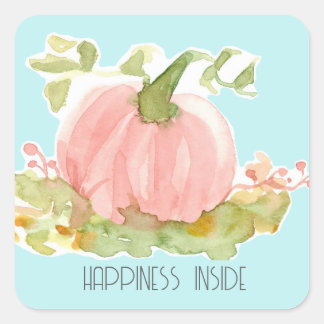 Sticker Carré Citrouille rose bonheur d'automne à l'intérieur