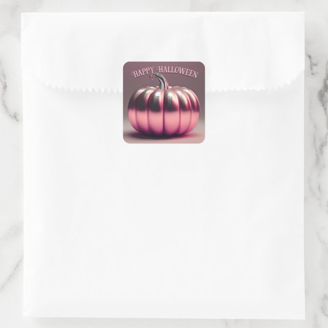 Sticker Carré Citrouille rose brillant (Sac)