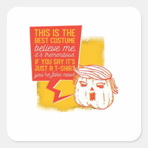 Sticker Carré Citrouille Trumpkin Drôle Citation d'Halloween