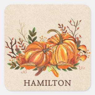 Sticker Carré Citrouilles d'automne