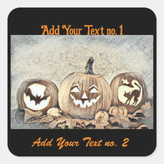 Sticker Carré Citrouilles d'automne vintage couleurs d'automne a
