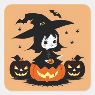Sticker Carré Citrouilles de sorcière d'Halloween Décor sinistre