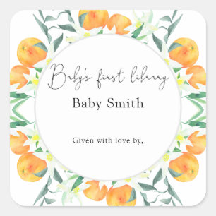 Sticker Carré Citrus - Baby shower plaque, livres pour bébé