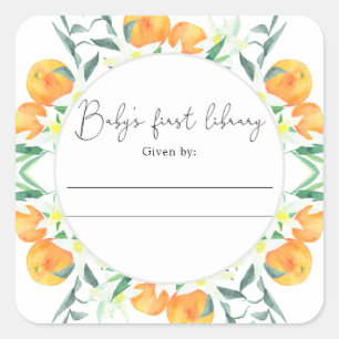 Sticker Carré Citrus - Baby shower plaque, livres pour bébé