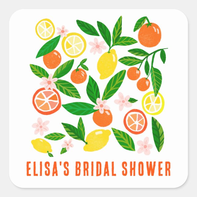 Sticker Carré Citrus Celebration Bright Custom BRIDAL SHOWER  (Devant)