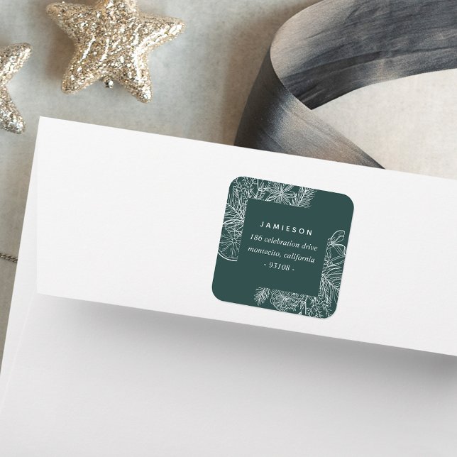 Sticker Carré Citrus et épices | Adresse de retour de vacances (Créateur téléchargé)