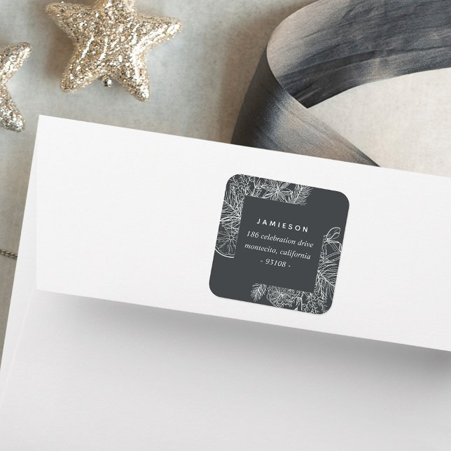 Sticker Carré Citrus et épices | Adresse de retour de vacances (Créateur téléchargé)