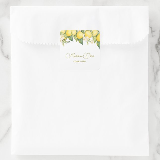 Sticker Carré Citrus Floral Citrus Moderne Entreprise Personnell (Sac)