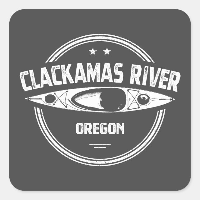 Sticker Carré Clackamas River Oregon Kayak (Devant)