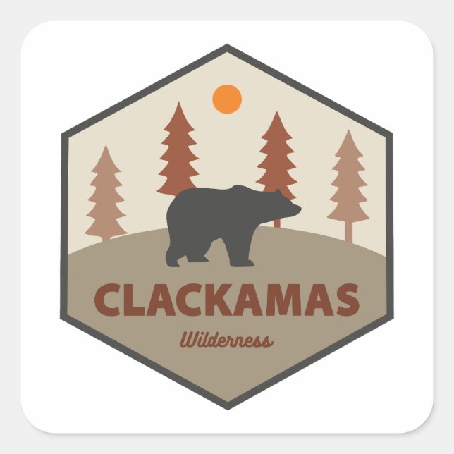 Sticker Carré Clackamas Wilderness Oregon Ours (Devant)