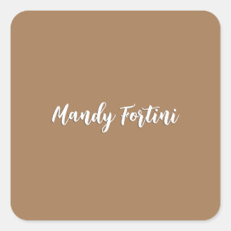 Sticker Carré Clair Brown Plain Élégante Calligraphie minimalist