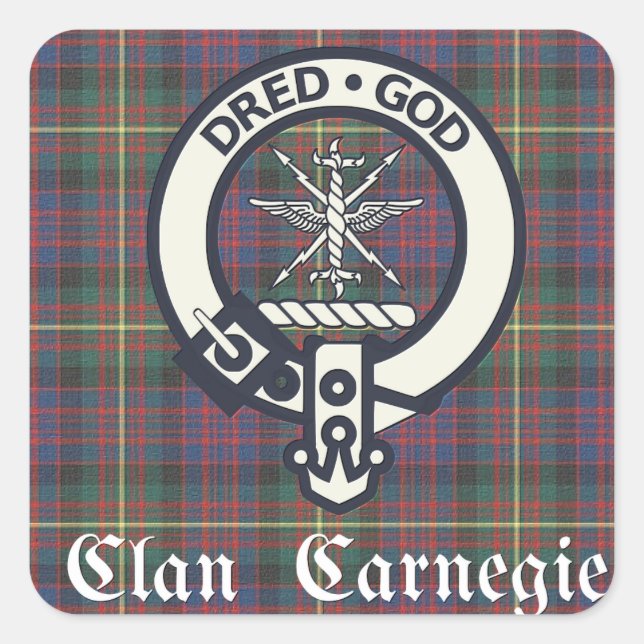 Sticker Carré Clan Carnegie Crest Tartan (Devant)