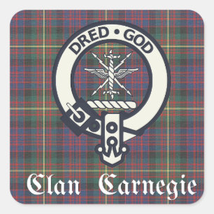 Sticker Carré Clan Carnegie Crest Tartan