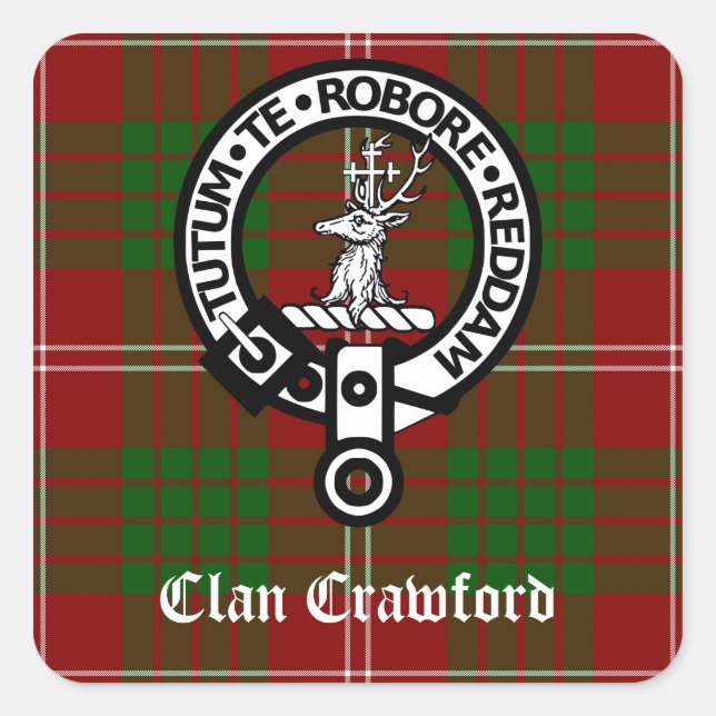 Sticker Carré Clan Crawford Crest Tartan (Devant)