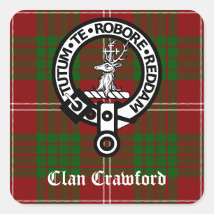 Sticker Carré Clan Crawford Crest Tartan