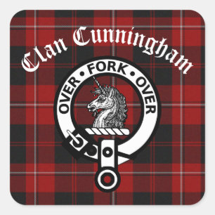 Sticker Carré Clan Cunningham Badge & Tartan