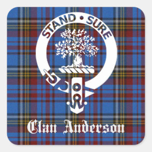Sticker Carré Clan écossais Anderson Crest & Tartan