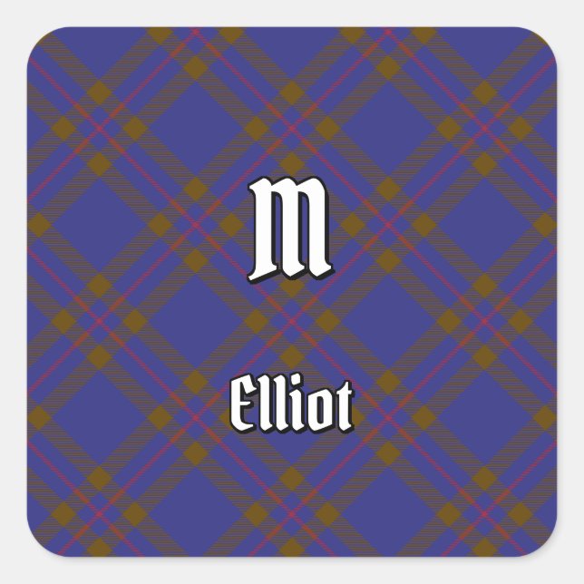 Sticker Carré Clan Elliot moderne Tartan (Devant)