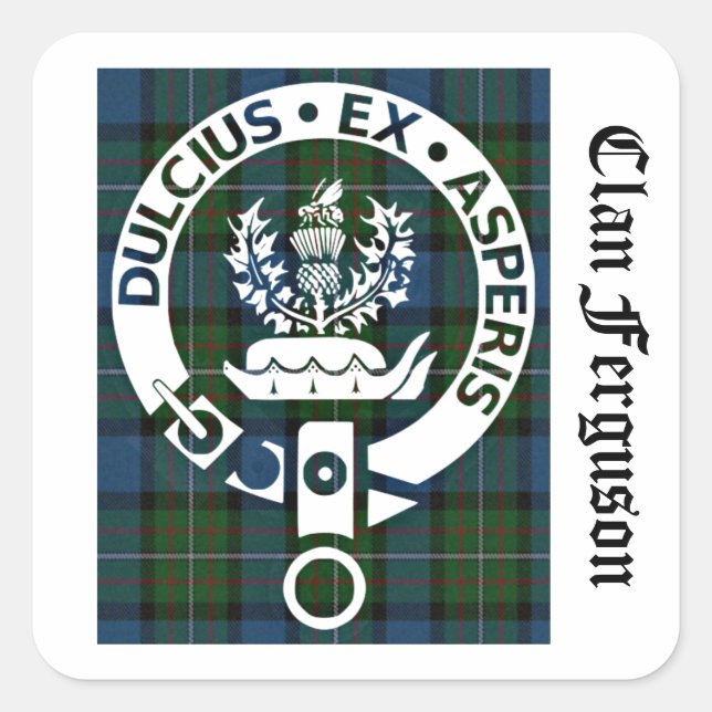 Sticker Carré Clan Ferguson Crest Tartan (Devant)