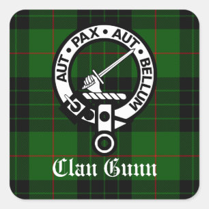 Sticker Carré Clan Gunn Crest Badge et Tartan