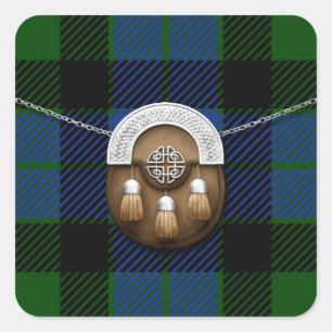 Sticker Carré Clan Gunn Tartan Et Sporran
