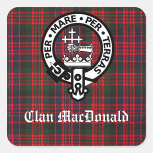 Sticker Carré Clan MacDonald Crest & Tartan moderne