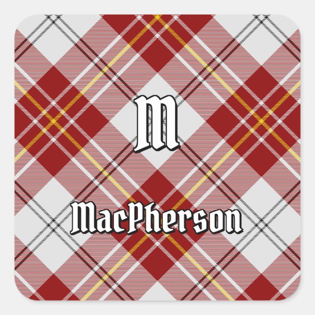 Sticker Carré Clan MacPherson Robe Rouge Tartan (Devant)