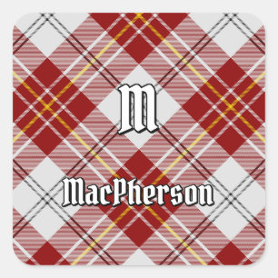Sticker Carré Clan MacPherson Robe Rouge Tartan